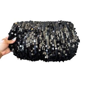 Joan Rivers Black Sequins Clutch Magnetic Closure